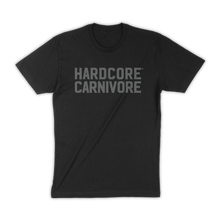 Load image into Gallery viewer, Hardcore Carnivore &quot;Grey-on Black Block Logo&quot; T-Shirt
