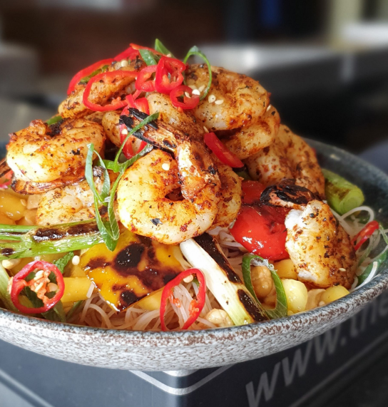 Chilli-Lime Prawn Skewers with Glass Noodle Salad