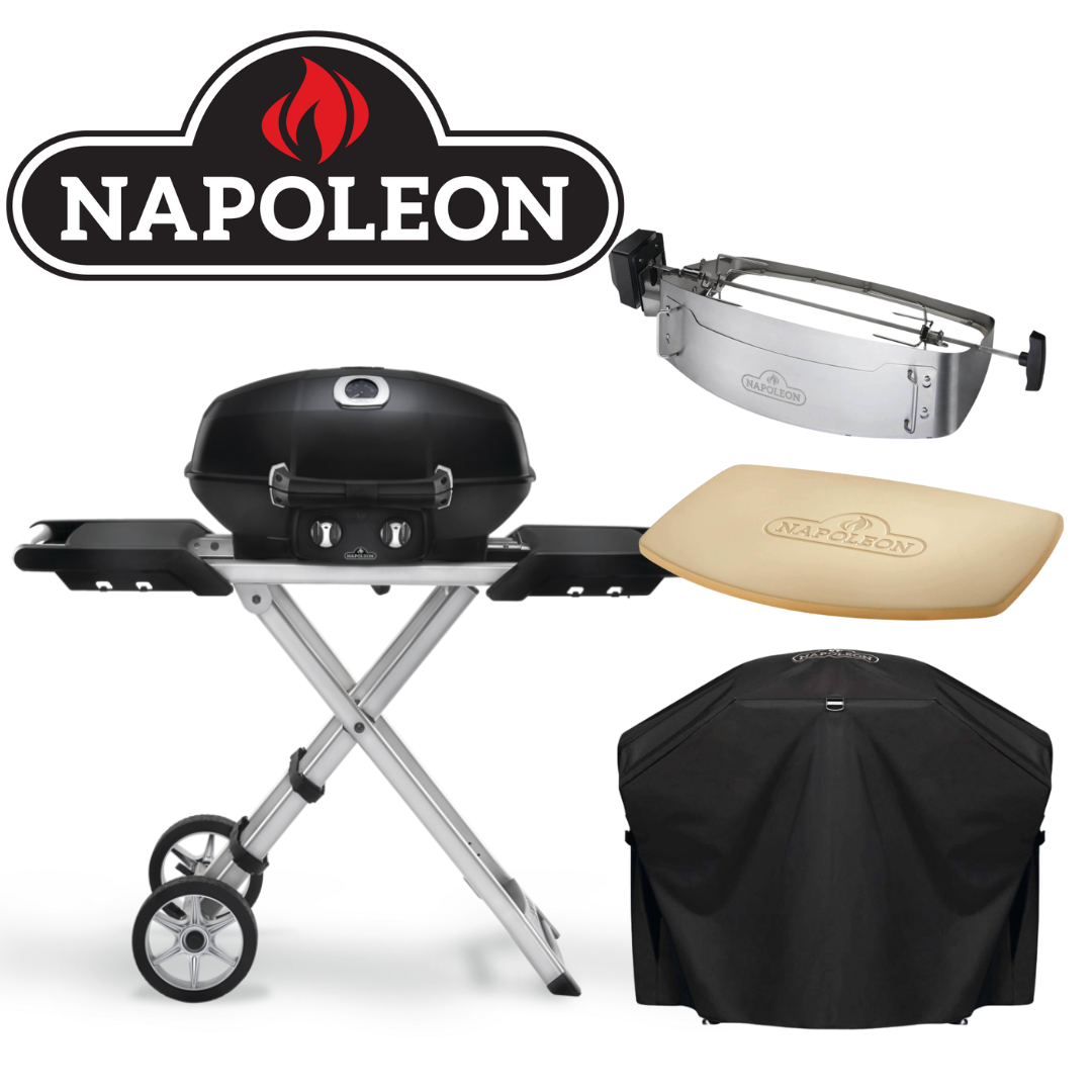 Napoleon PRO285-X-BK-AU Scissor Cart Travel Q Pro High Lid LPG Portable BBQ