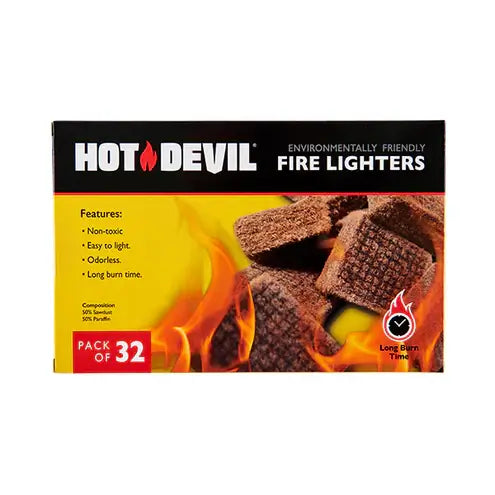 Hot Devil "Natural Firelighters" 32 Piece